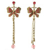 Pilgrim Butter Star Butterfly Earrings, Coral/Gold