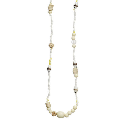 Pilgrim Blessings Long Beaded Necklace, White/Gold
