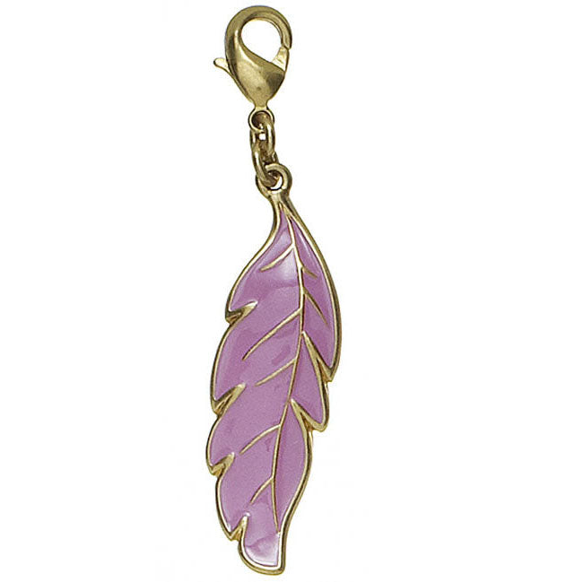 Pilgrim Charms Enameled Leaf Charm, Purple/Silver