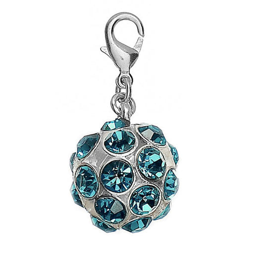 Pilgrim Mega Charm Crystal Globe Mega Charm, Turquoise/Silver
