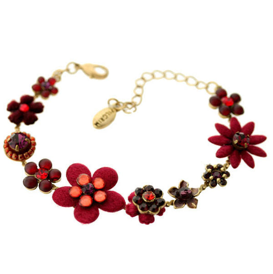 Pilgrim Felt Flowers Pretty Felt Flower Bracelet, Red/Gold
