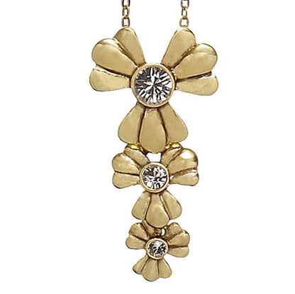 Pilgrim Romance Triple Drop Necklace,  Crystal/Gold.