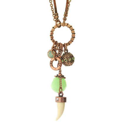 A&C Zanzibar Charm Drop Necklace, Mint/Copper