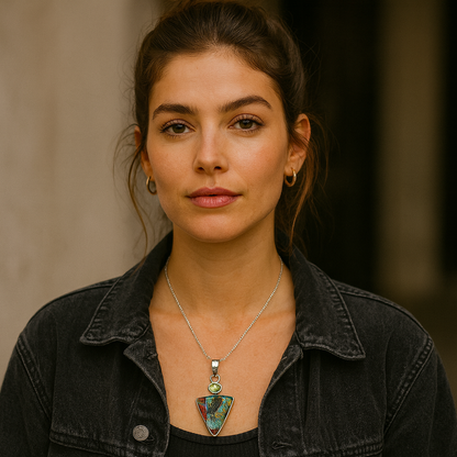 Dichroic Pendant set in Silver