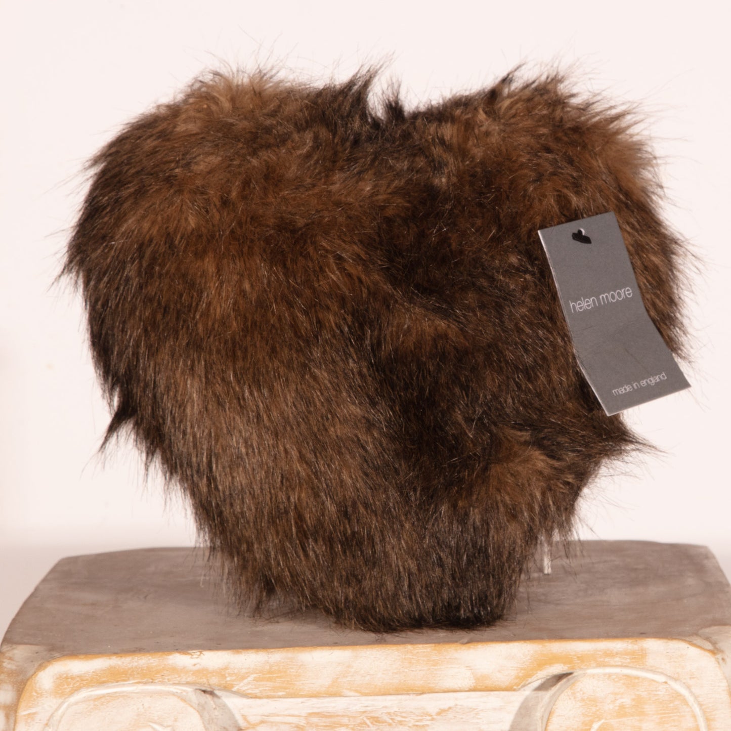Faux Fur Heart Cushion by Helen Moore in Brandy