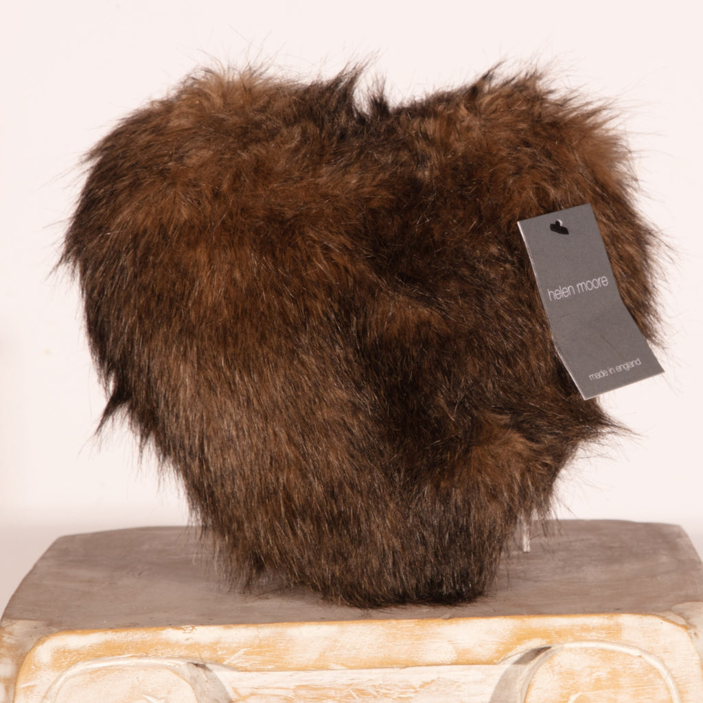 Faux Fur Heart Cushion by Helen Moore in Brandy