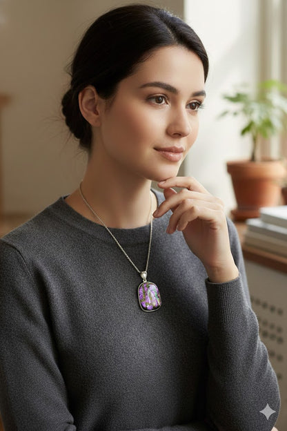 Dichroic Pendant set in Silver