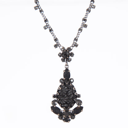 Konplott Victoria Collection Black Floral Pendant Necklace