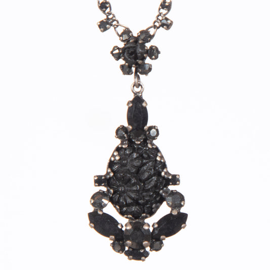 Konplott Victoria Collection Black Floral Pendant Necklace