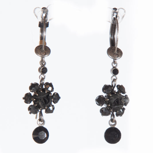 Konplott, Victoria Drop Earrings with French Hook in Black/Gold