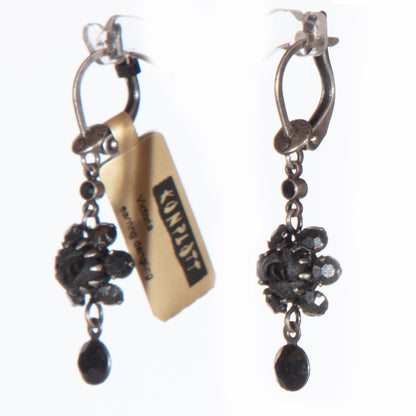 Konplott, Victoria Drop Earrings with French Hook in Black/Gold