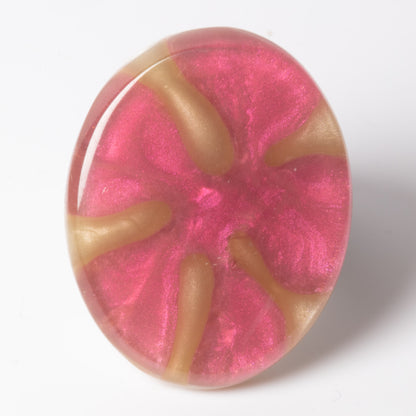 Watch This Space – Oval Resin Statement Ring, Fushia & Silver (35 × 25 mm)
