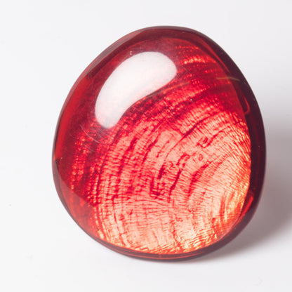Watch This Space – Oval Resin Statement Ring, Deep Red & Silver (30 × 28 mm)