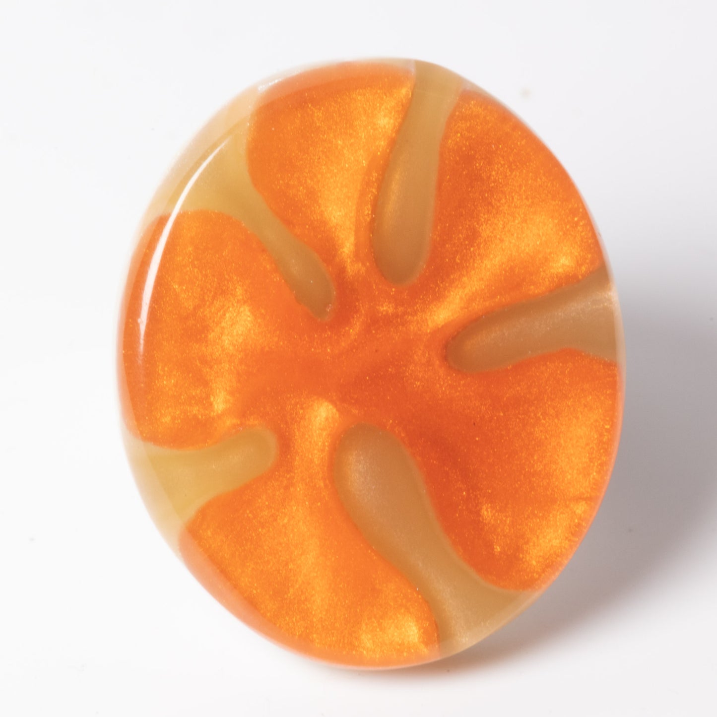 Watch This Space – Oval Resin Statement Ring, Orang & Silver (35 × 25 mm)