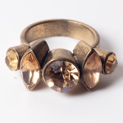 Pilgrim Champagne Crystal Cluster Statement Ring (c. 2010)