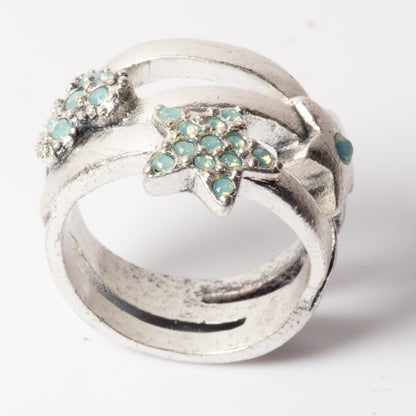 PIlgrim Key Star and Heart Heart Ring, Blue/Silver