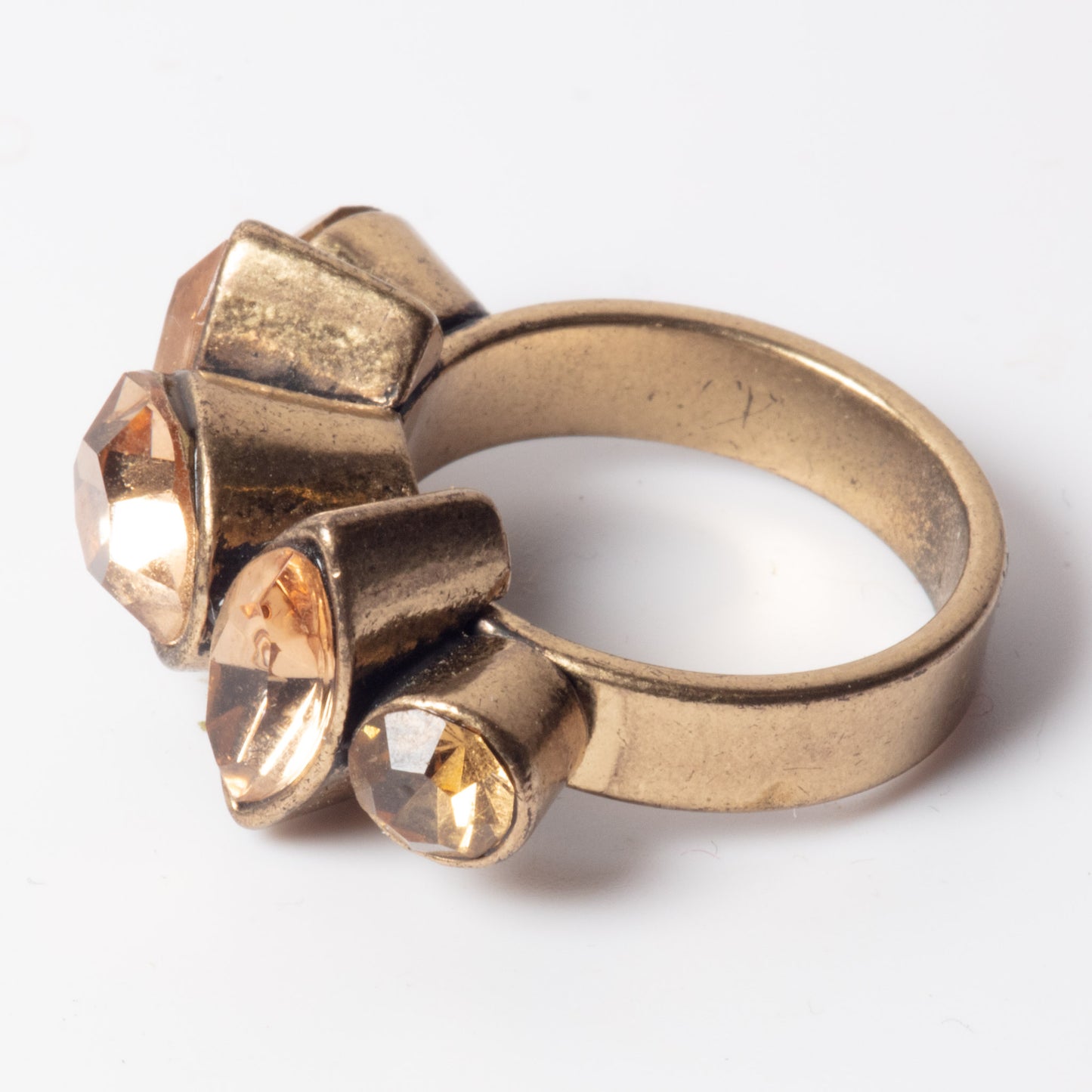 Pilgrim Champagne Crystal Cluster Statement Ring (c. 2010)