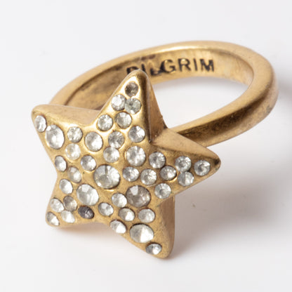 Pilgrim Crystal Star Adjustable Statement Ring (c. 2010)