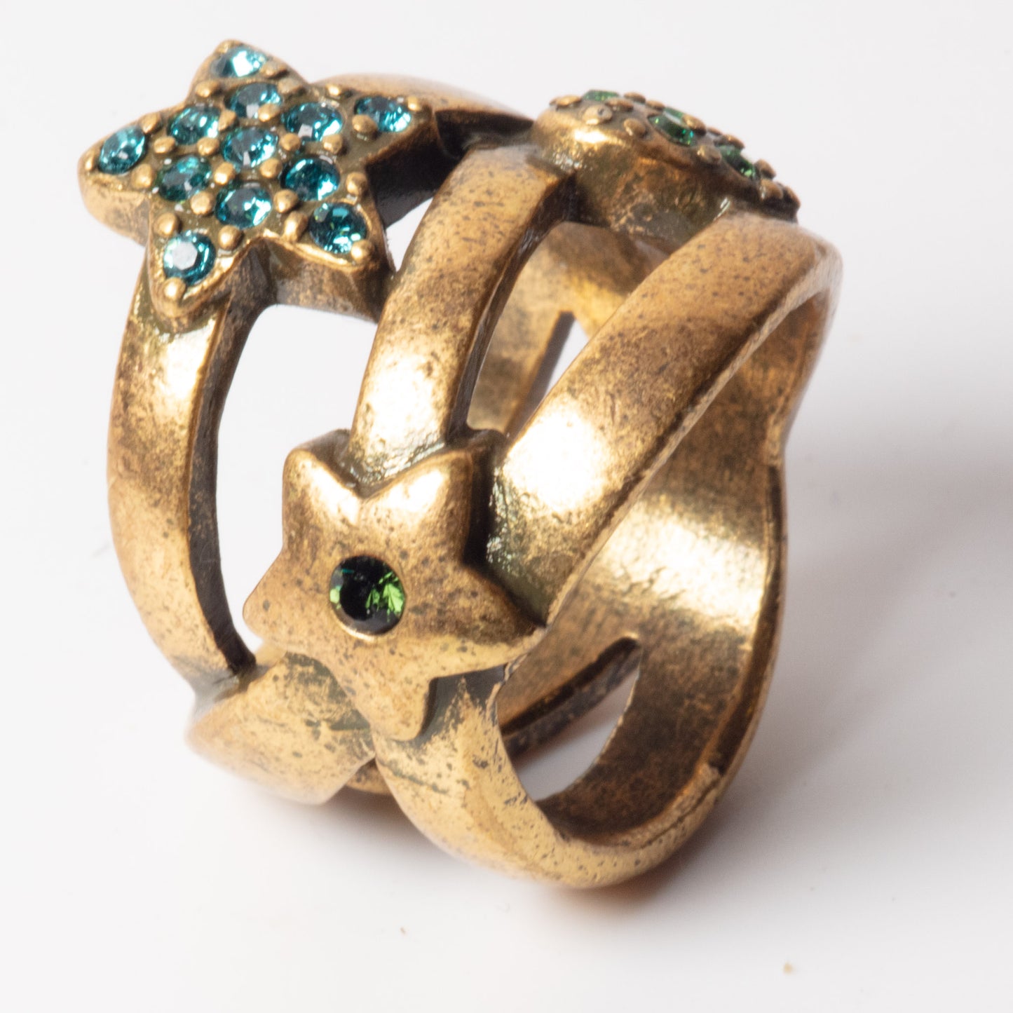 PIlgrim Key Star and Heart Heart Ring, Turquoise/Gold