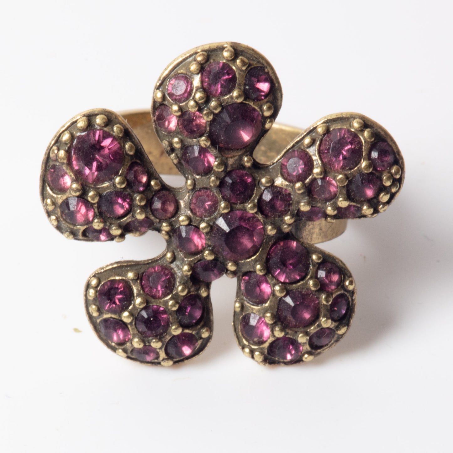 Pilgrim Classic Five Petal Classic Five Petal Flower Ring, Purple/Gold