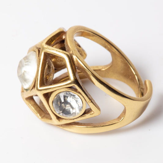 Pilgrim Modernist Revival Crystal Statement Ring (c. 2010)