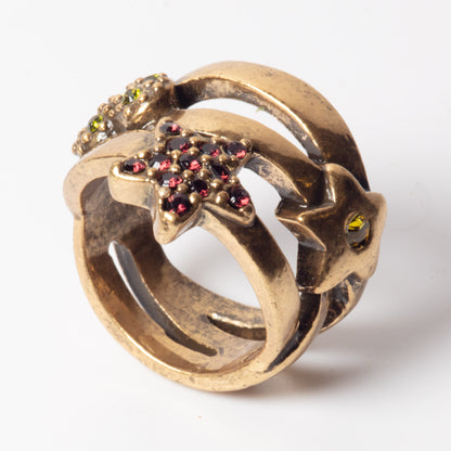 PIlgrim Key Star and Heart Heart Ring, Red/Green/Gold