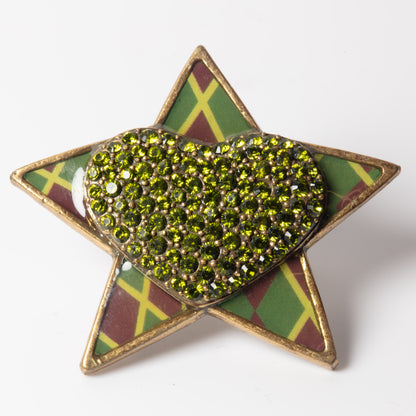 PIlgrim Key Star and Heart Large Ring, Red/Green/Gold