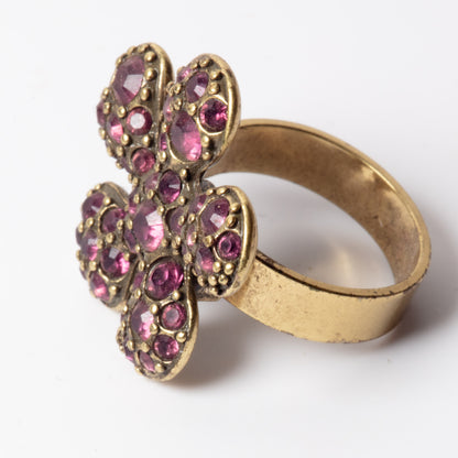 Pilgrim Classic Five Petal Classic Five Petal Flower Ring, Purple/Gold