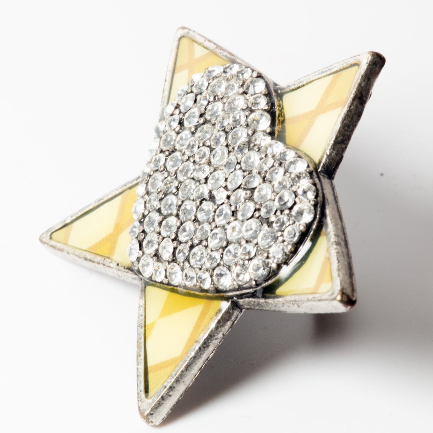 PIlgrim Key Star and Heart Large Ring, Crystal/Silver