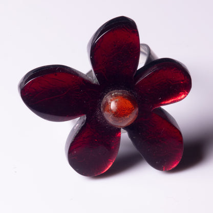 Watch This Space Flower Extravaganza Deep Red Resin Statement Ring