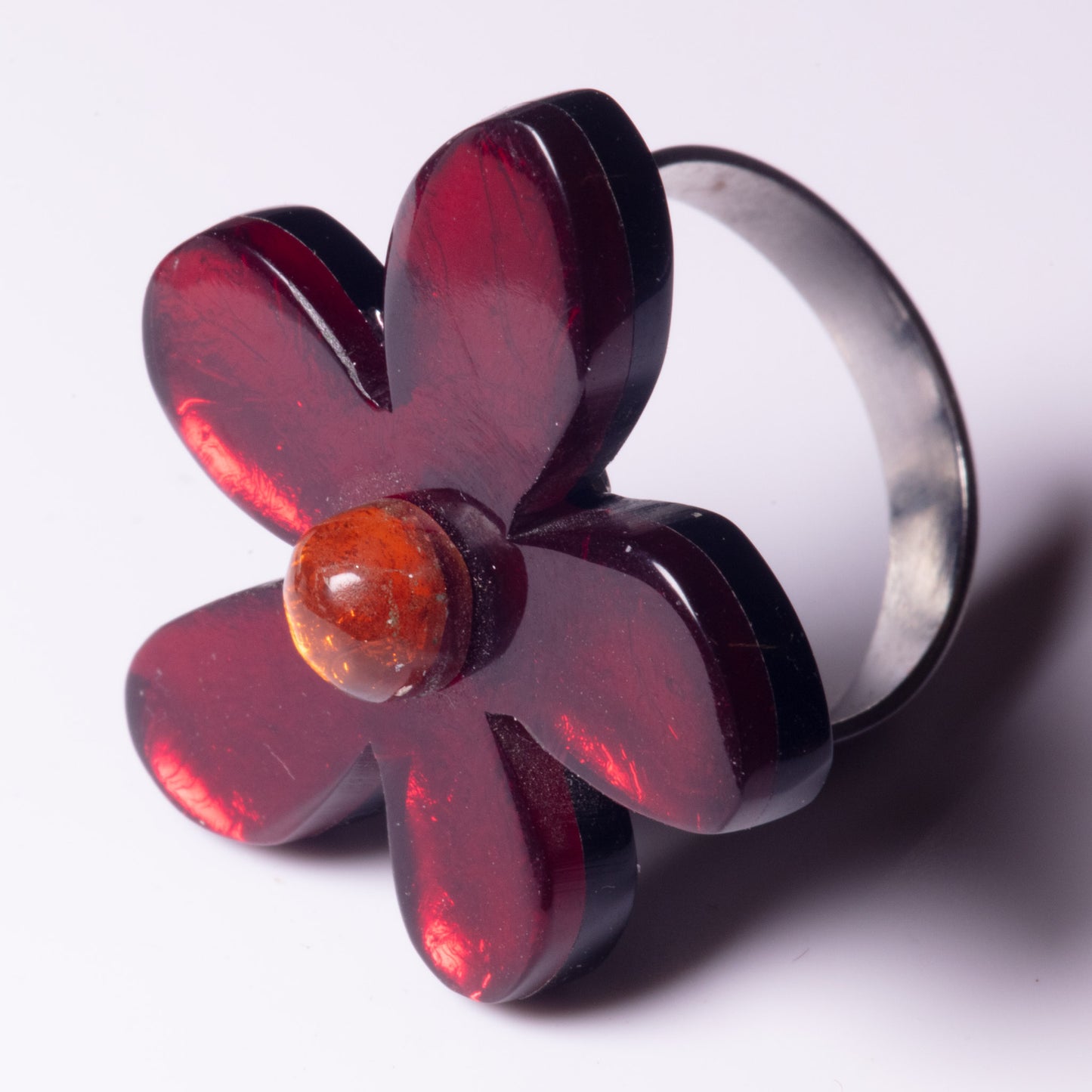 Watch This Space Flower Extravaganza Deep Red Resin Statement Ring