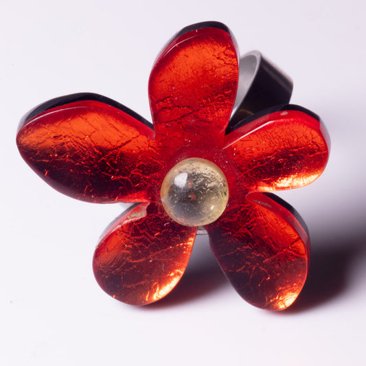 Watch This Space Flower Extravaganza Red Resin Statement Ring