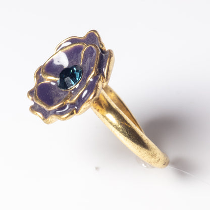 Pilgrim Autumn Flower Adjustable Ring, Blue/Gold