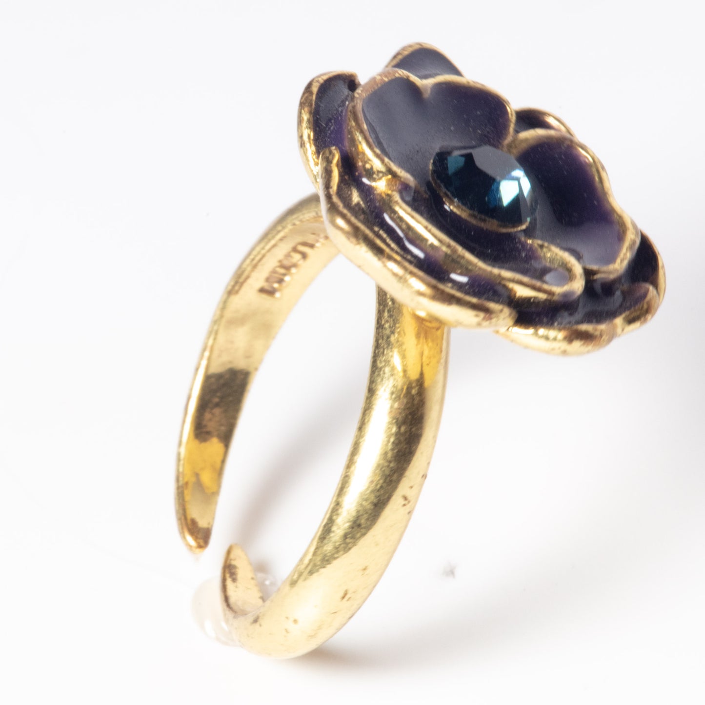 Pilgrim Autumn Flower Adjustable Ring, Blue/Gold