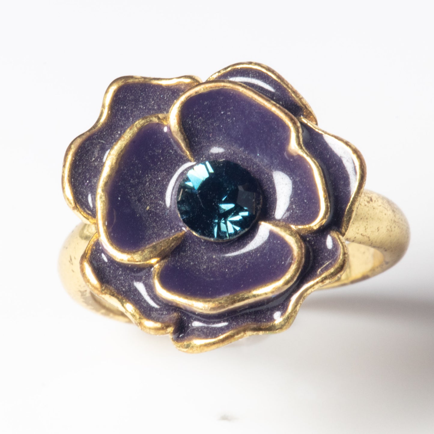 Pilgrim Autumn Flower Adjustable Ring, Blue/Gold