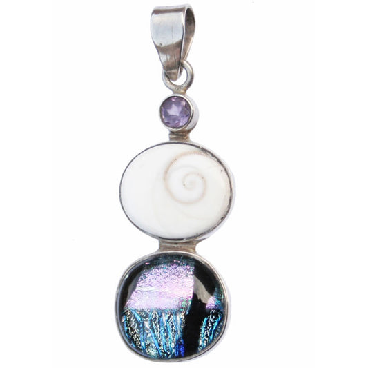 Dichroic Pendant set in Silver