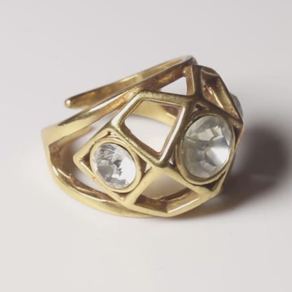 Pilgrim Modernist Revival Crystal Statement Ring (c. 2010)