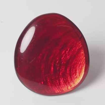 Watch This Space – Oval Resin Statement Ring, Deep Red & Silver (30 × 28 mm)