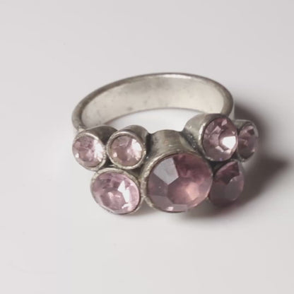 Pilgrim Pink Crystal Sculptural Statement Ring (c. 2010)