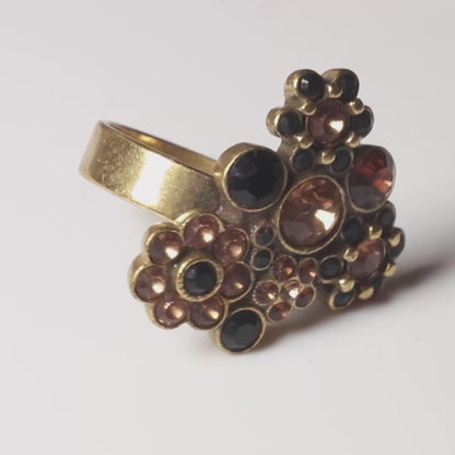 Pilgrim Jewel Stunning Black/Brown/Gold Ring