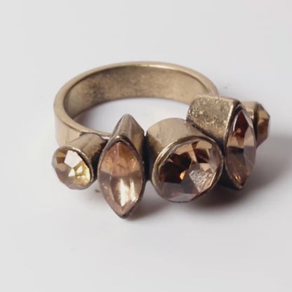 Pilgrim Champagne Crystal Cluster Statement Ring (c. 2010)