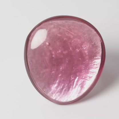 Watch This Space – Oval Resin Statement Ring, Pink & Silver (30 × 28 mm)