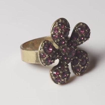 Pilgrim Classic Five Petal Classic Five Petal Flower Ring, Purple/Gold