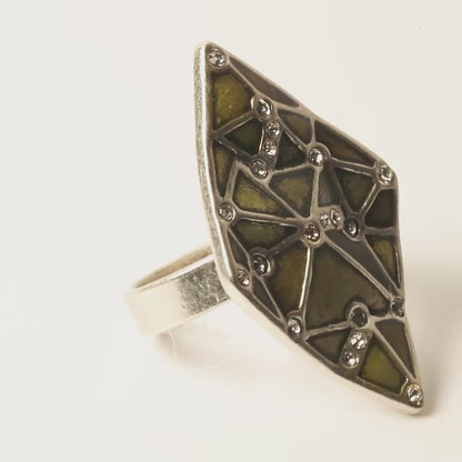 A&C Adjustable Facettes Ring, Brown/Silver