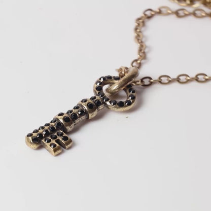 PIlgrim Key Star and Heart Key Pendant Necklace, Brown/Black/Gold