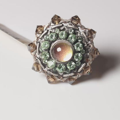 Konplott, Josephine Baker A Very Stylish Adjustable Ring, Peach/Antique Silver