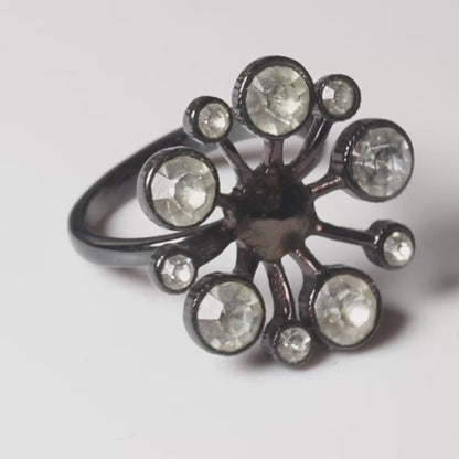 Pilgrim Crystal Sculptural Starburst Statement Ring (c. 2010)