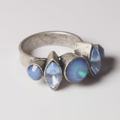 Pilgrim Denim Crystal Cluster Statement Ring (c. 2010)