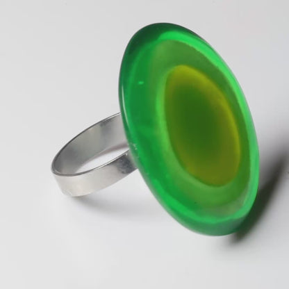 Watch This Space Green & Lime Resin Statement Ring