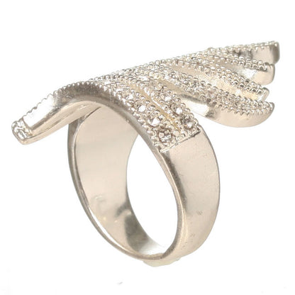 Pilgrim, Adjustable Wave Ring, Crystal/Silver